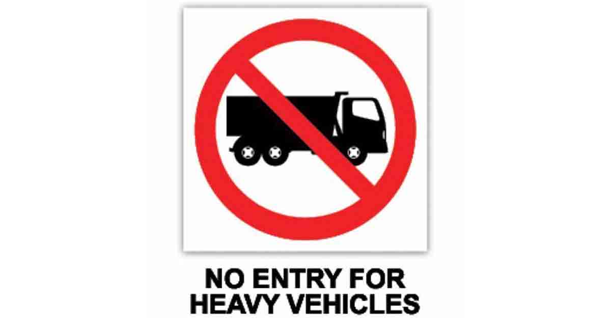 Entry of heavy vehicles prohibited in urban areas from 8 am to 8 pm